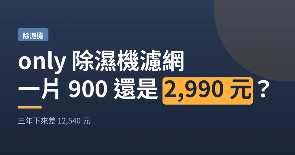 only 除濕機濾網｜一片 900 還是 2,990 元？