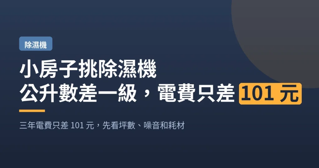 小房子挑除濕機｜公升數差一級 電費只差 101 元