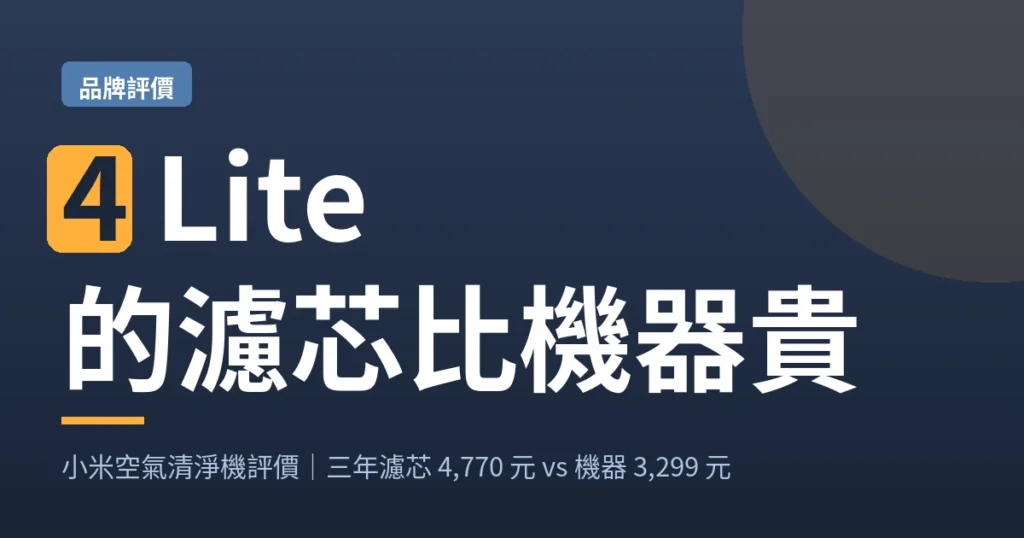 小米空氣清淨機評價封面：4 Lite 的濾芯比機器貴，三年濾芯 4,770 元 vs 機器 3,299 元